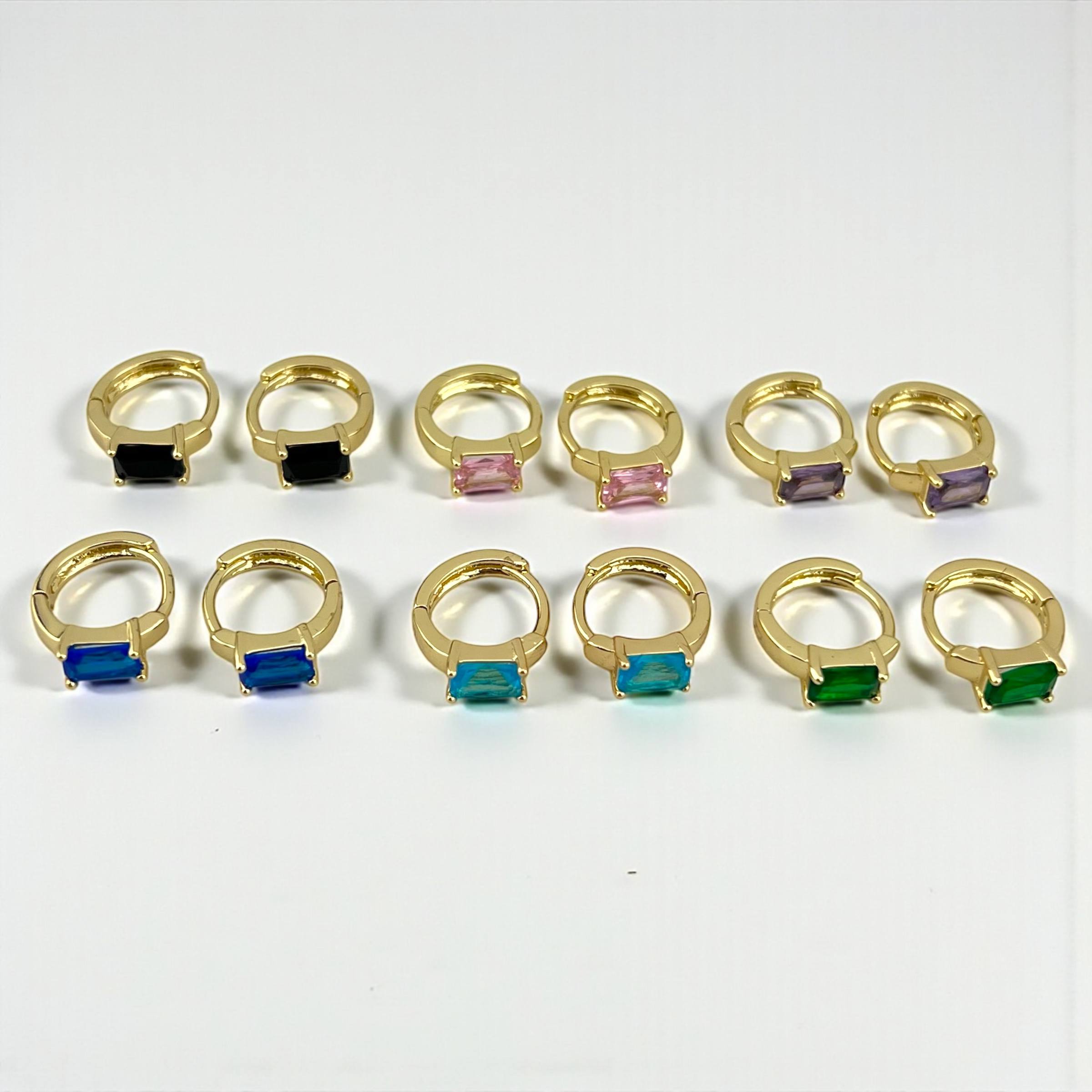 Gemstone Glow Huggie Hoop Earrings