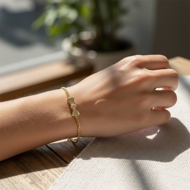 Crystal Bow Gold Bracelet 🎀