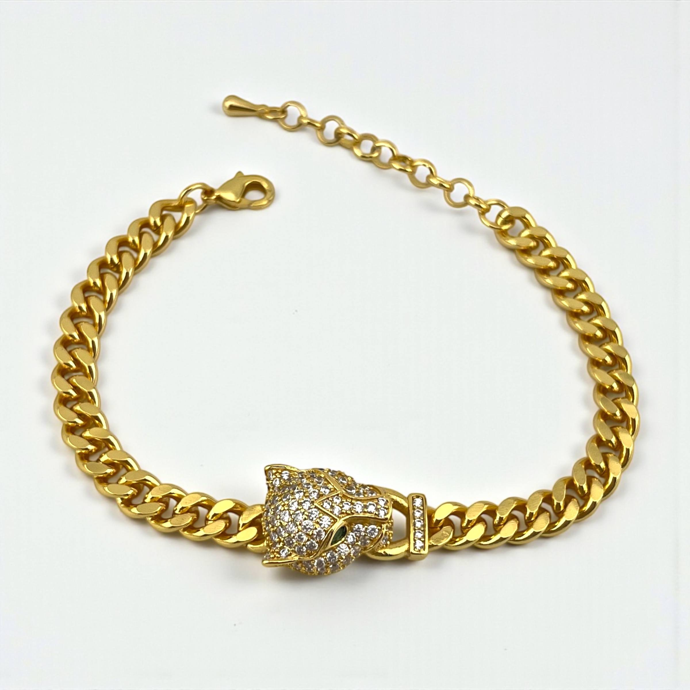 LION Panther Head Chain Bracelet – Gold Finish