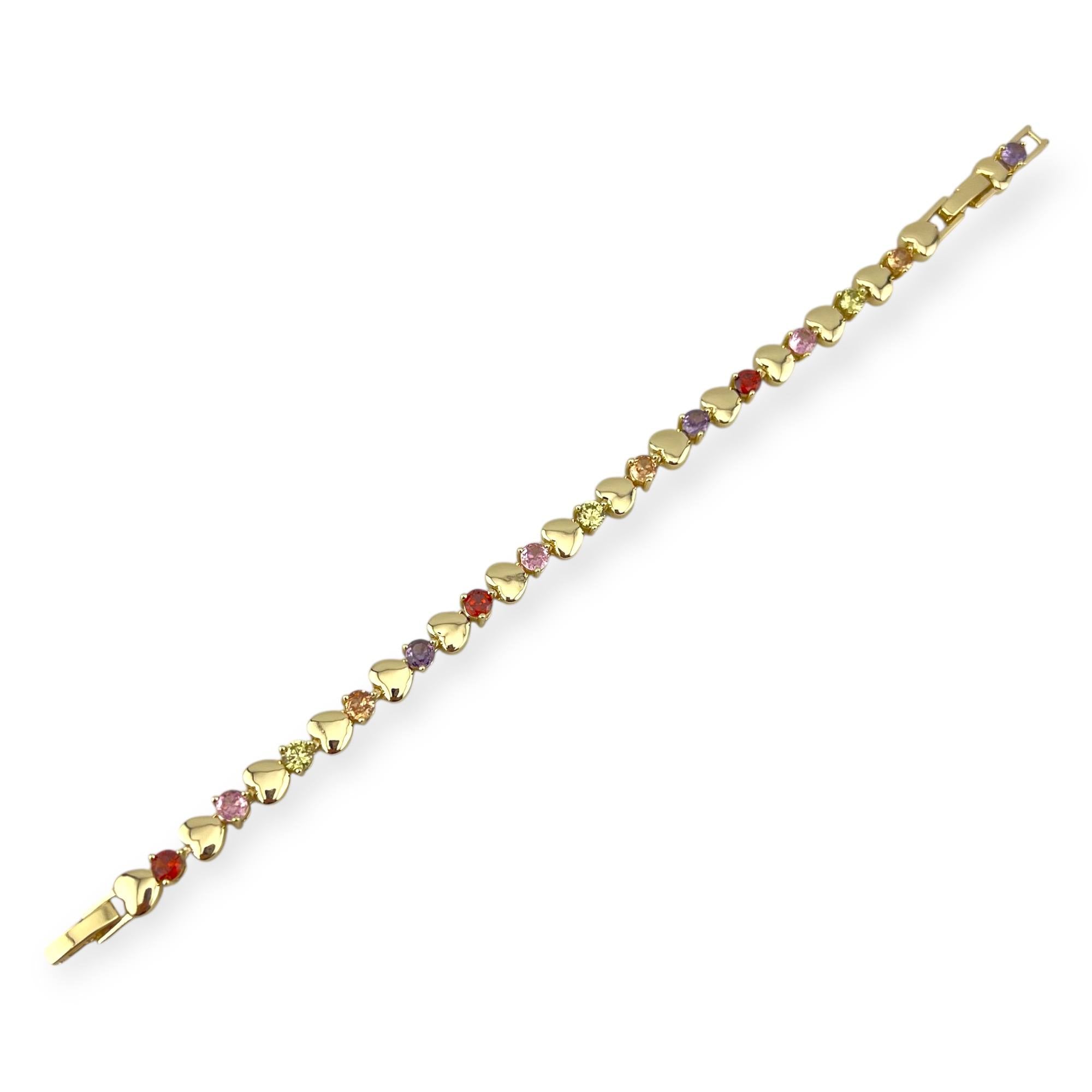 Rainbow Heart Bracelet – Colorful Love in Gold 💖