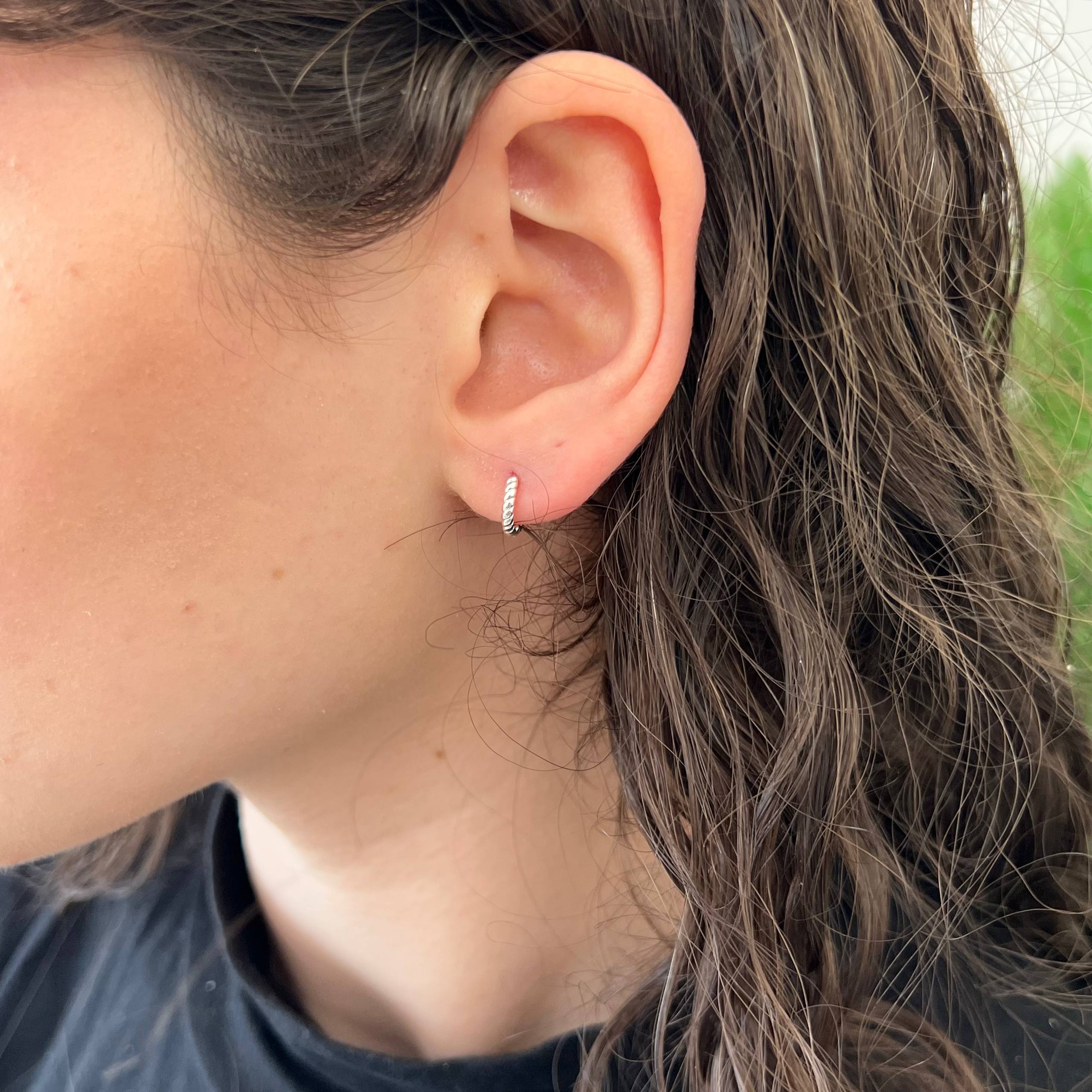 Twisted Silver color Hoops earrings