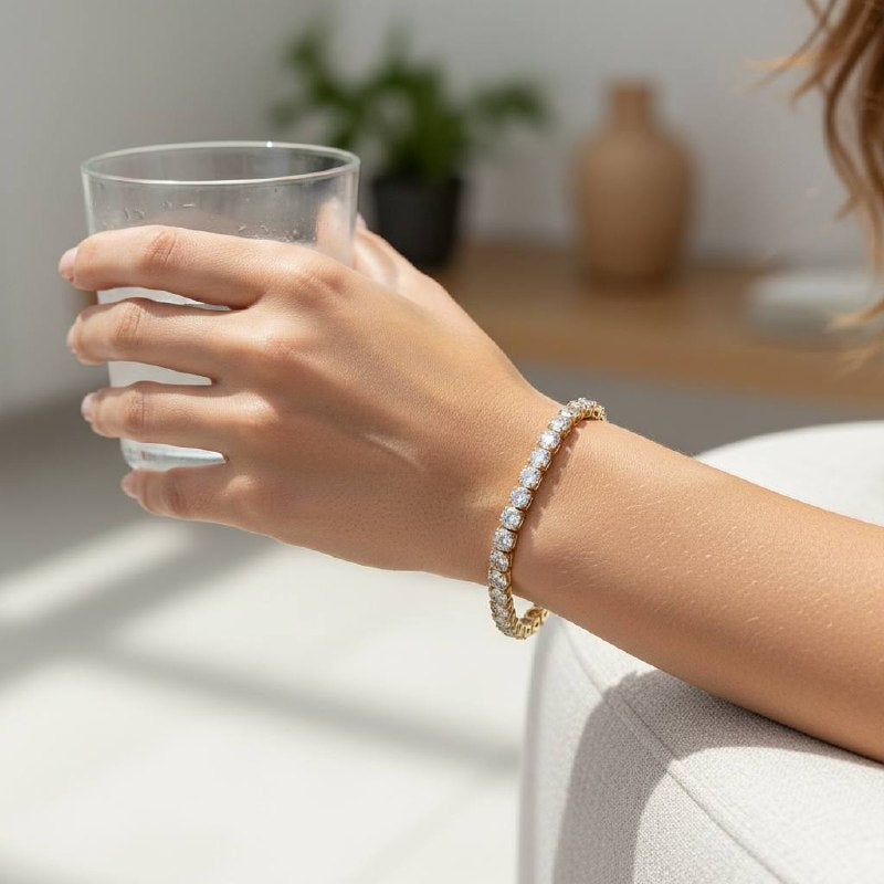 Crystal thick Tennis Bracelet – Silver & Gold Editions