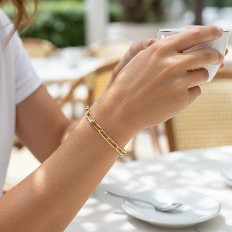 Thick PAPER CLIP blank Bracelet – 18K color