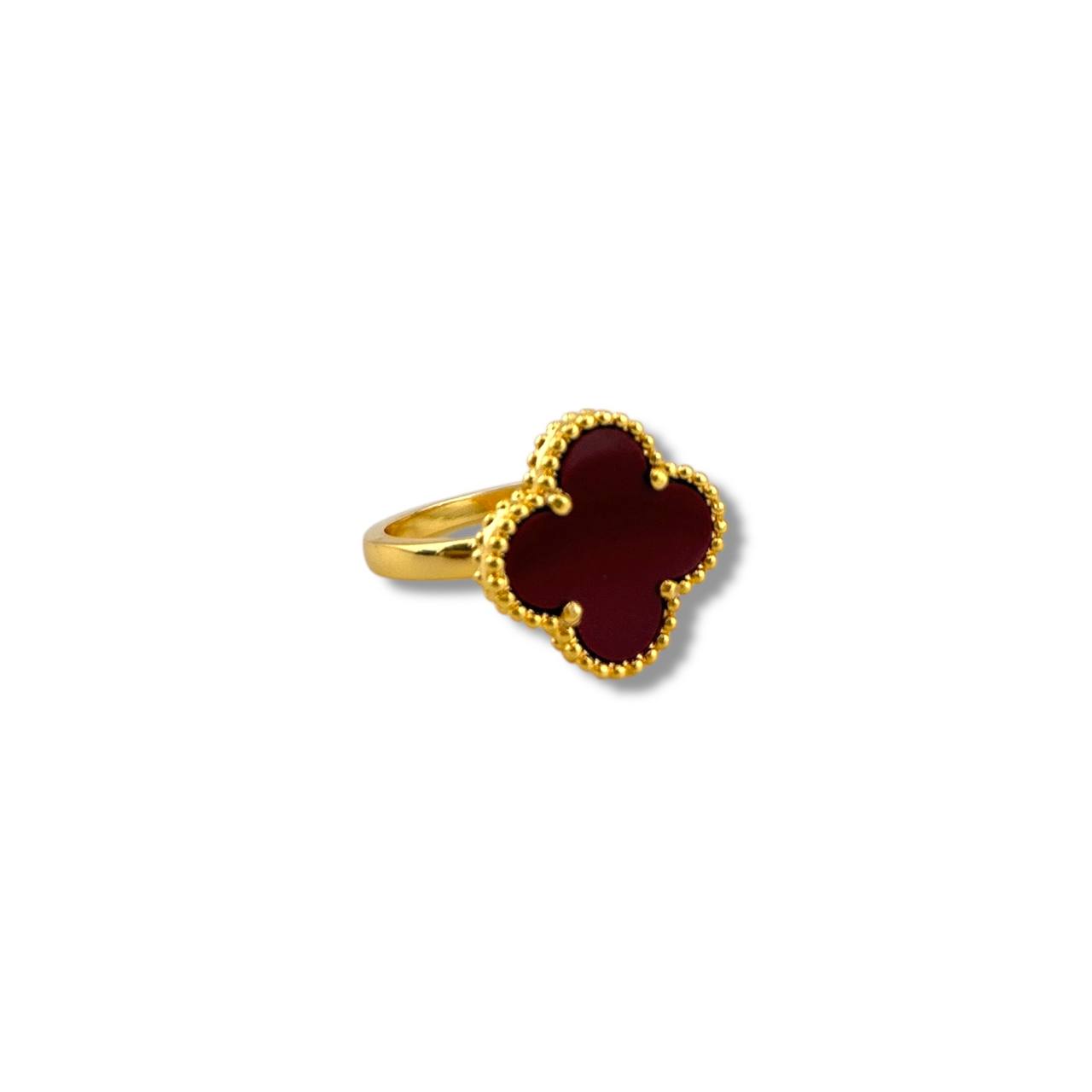 Crimson Clover Ring – Gold-Plated Elegance