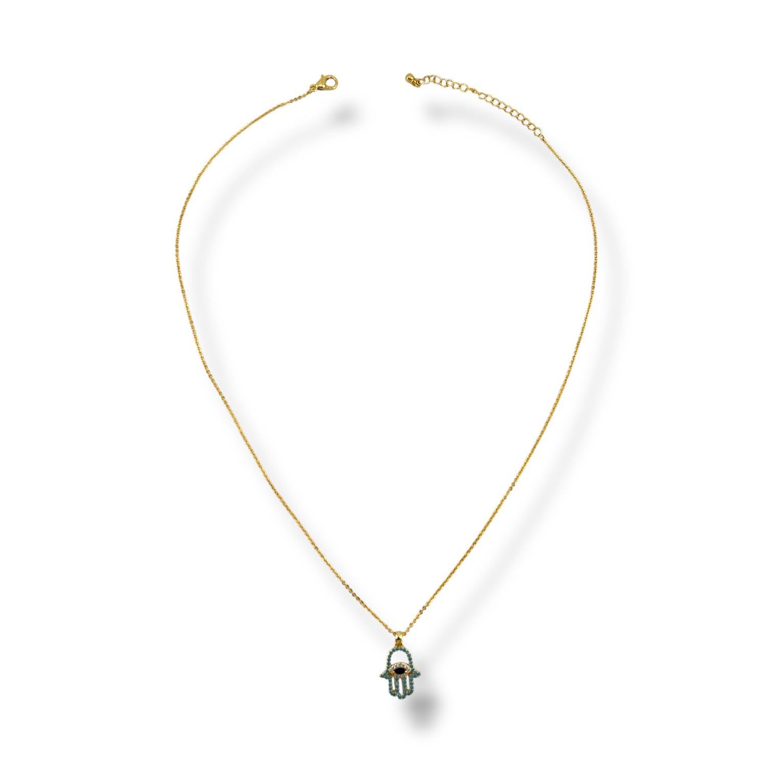 Mystic Hamsa Hand Necklace – Gold Plated with Colorful Detailing