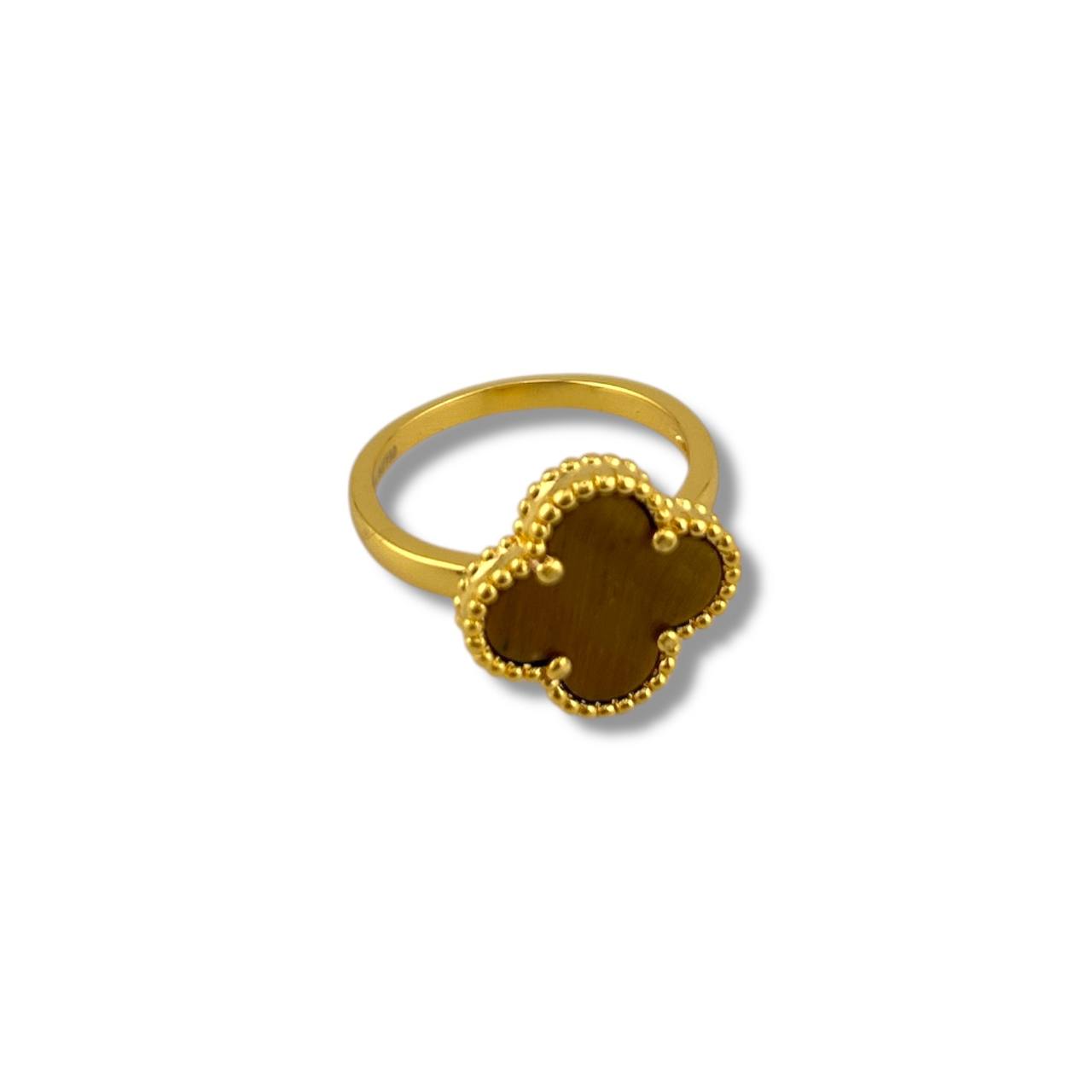 Crimson Clover Ring – Gold-Plated Elegance