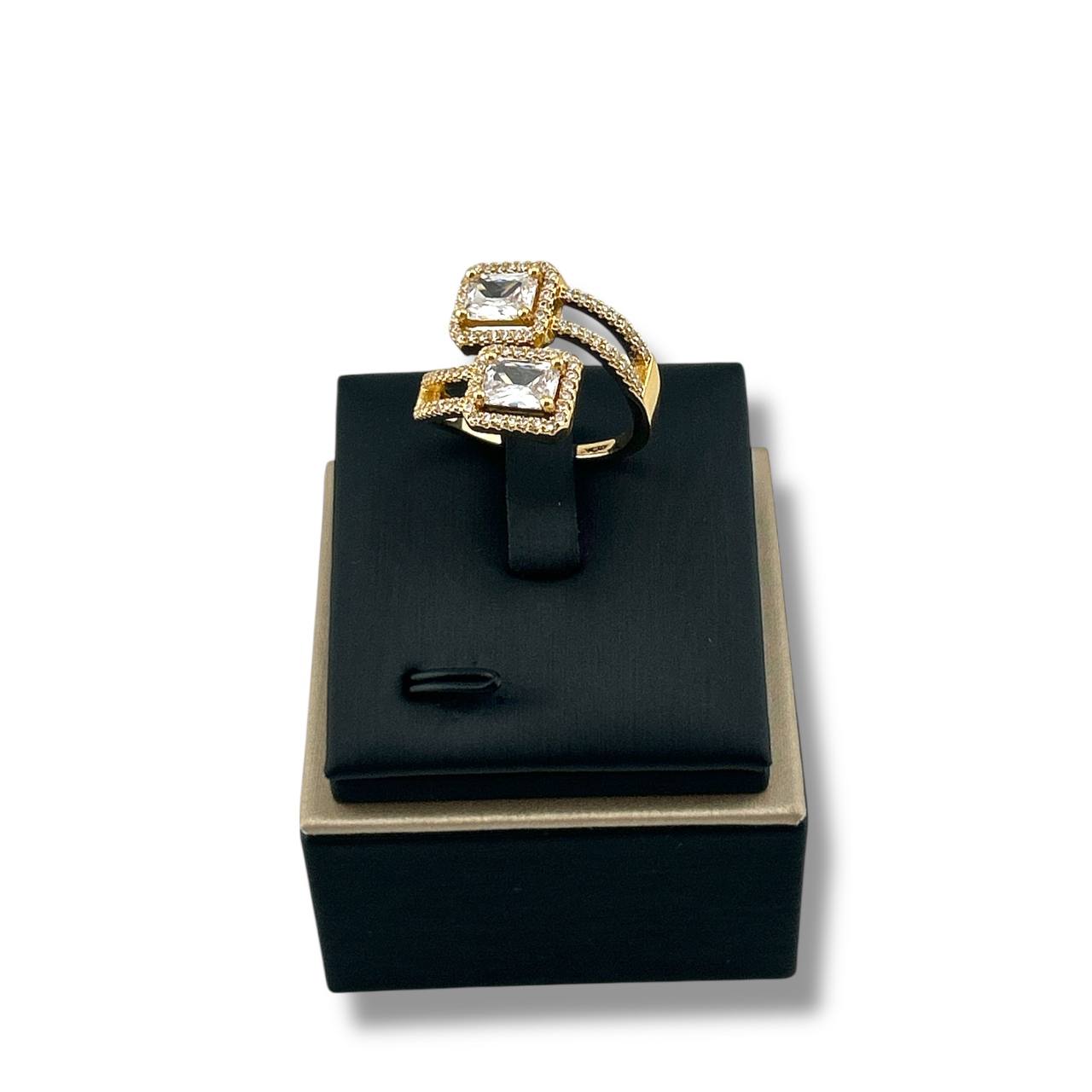 Royal Blue Duo Gem Ring – Silver & Gold