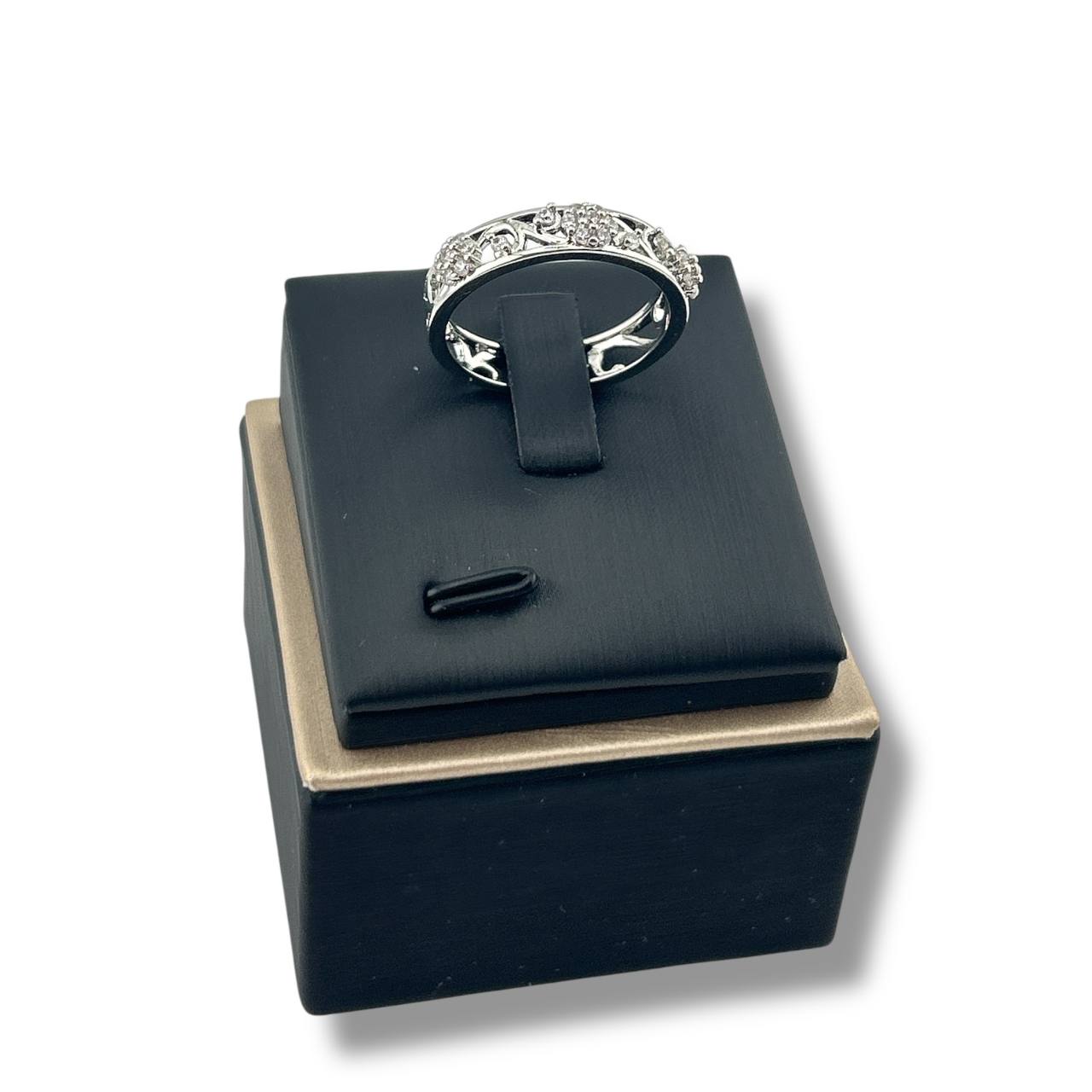 Vintage Floral Band Ring – Silver & Gold Elegance