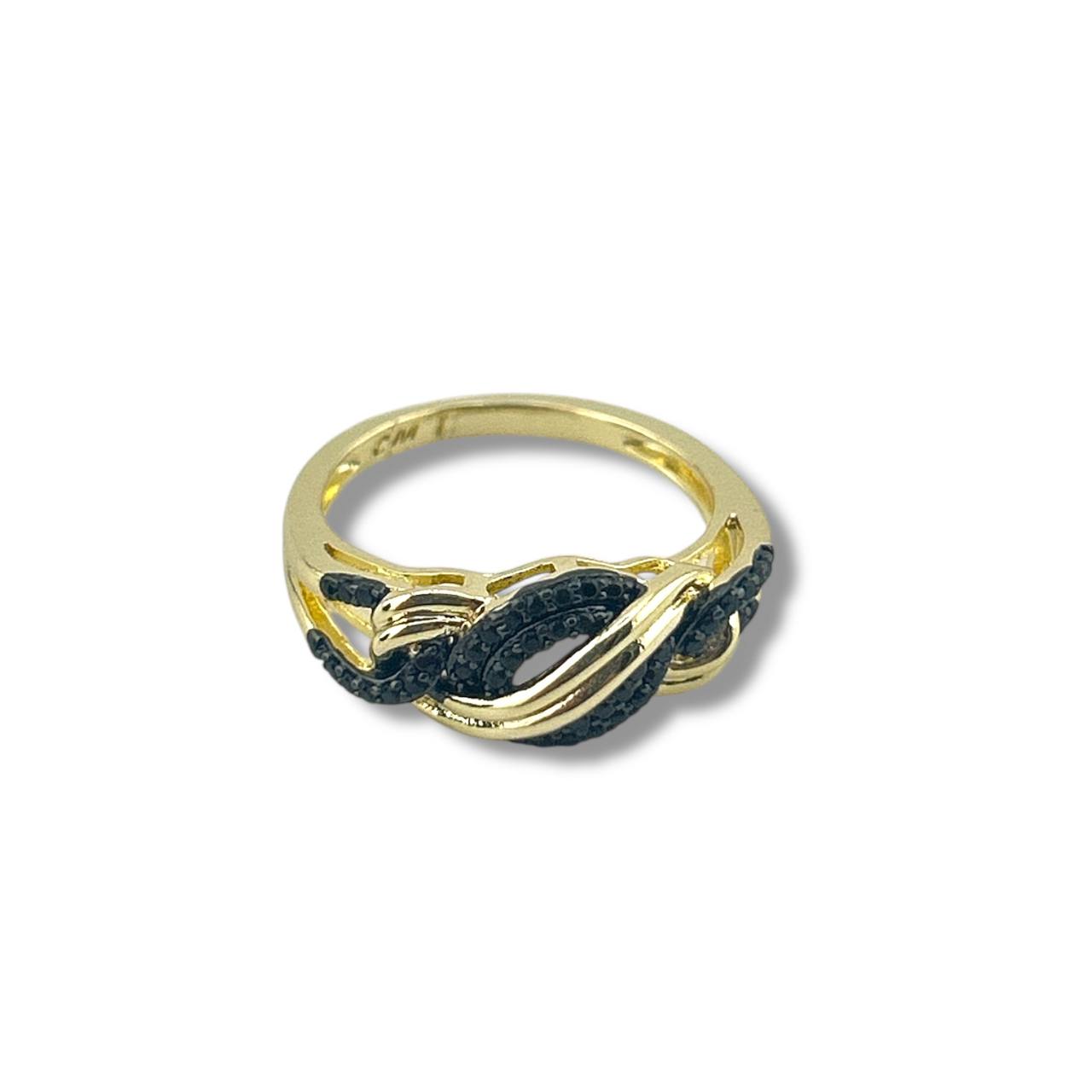 Noir Twist Ring – Gold & Black